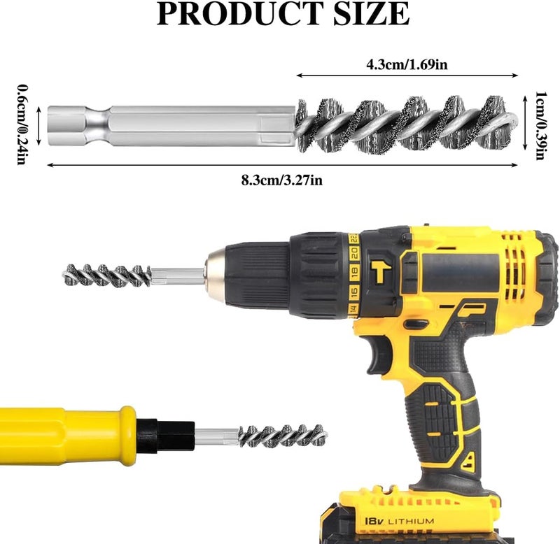 CKANDAY 4 Pcs Golf Clubs Head Hosel Brush, Golf Club Brush, Golf Stainless Steel Hosel Wire Brush Electric Drill Cleaning Wire Brush Tool, Hex Shank Handle Electric Drill Wire Brush for Wood and Iron, Sliver - Image 2